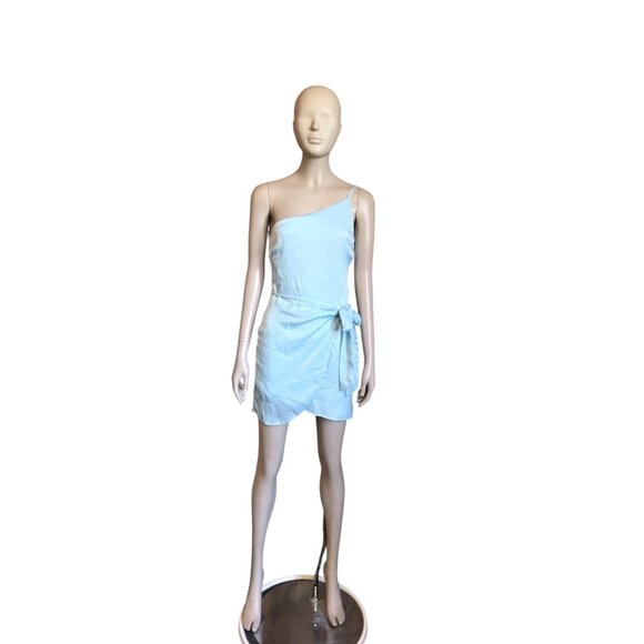 Lucy in the Sky Light Blue One Shoulder Mini Dress - Picture 1 of 5